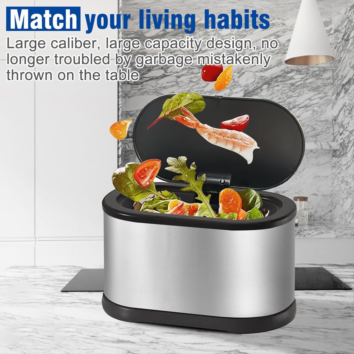 Compost Bin Countertop - MALL Mini Trash Can with Lid,