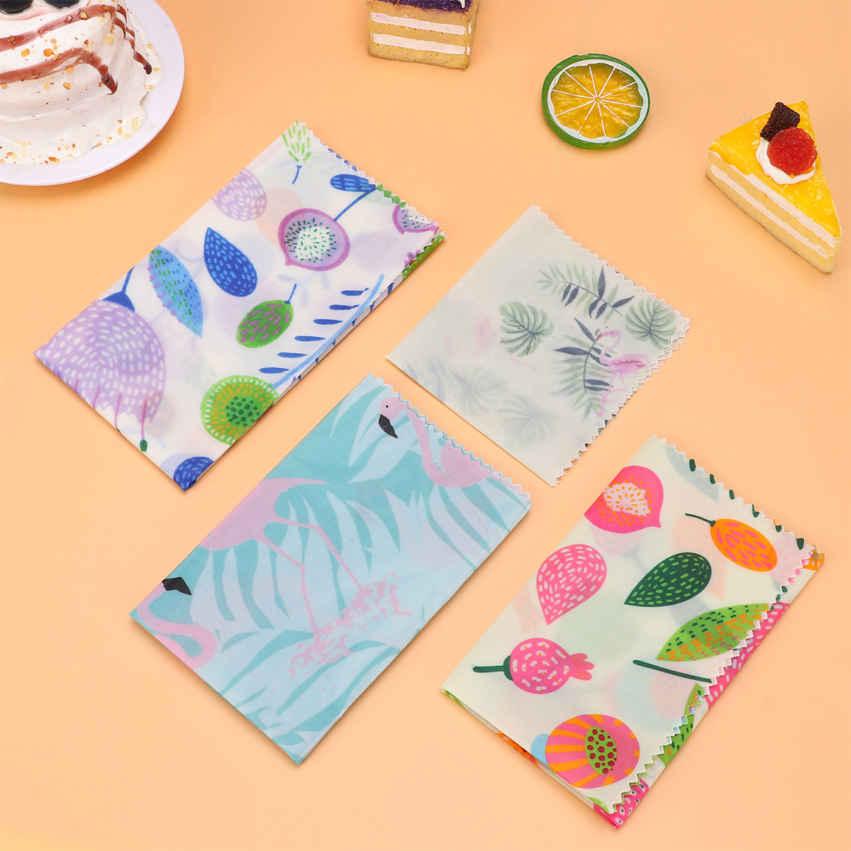 4 Pcs Reusable Food Wraps Bees - Beeswax Food Cover review and price