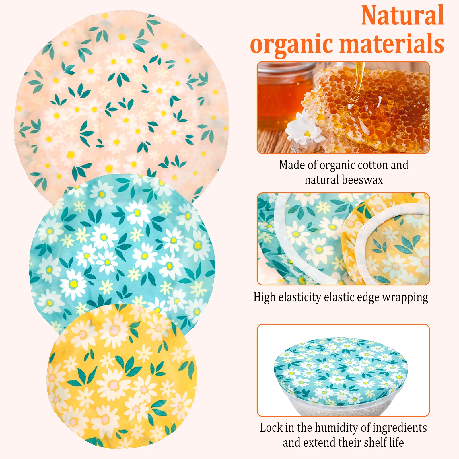 3Pcs Bowl Covers Cotton Beeswa - Beeswax Food Cover review and price